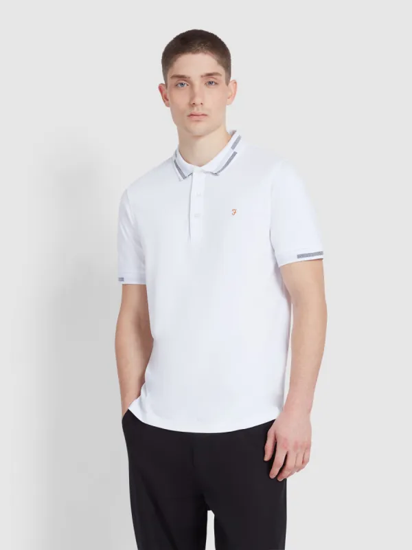 Purdy Tipped Collar Polo Shirt In White sold by Farah