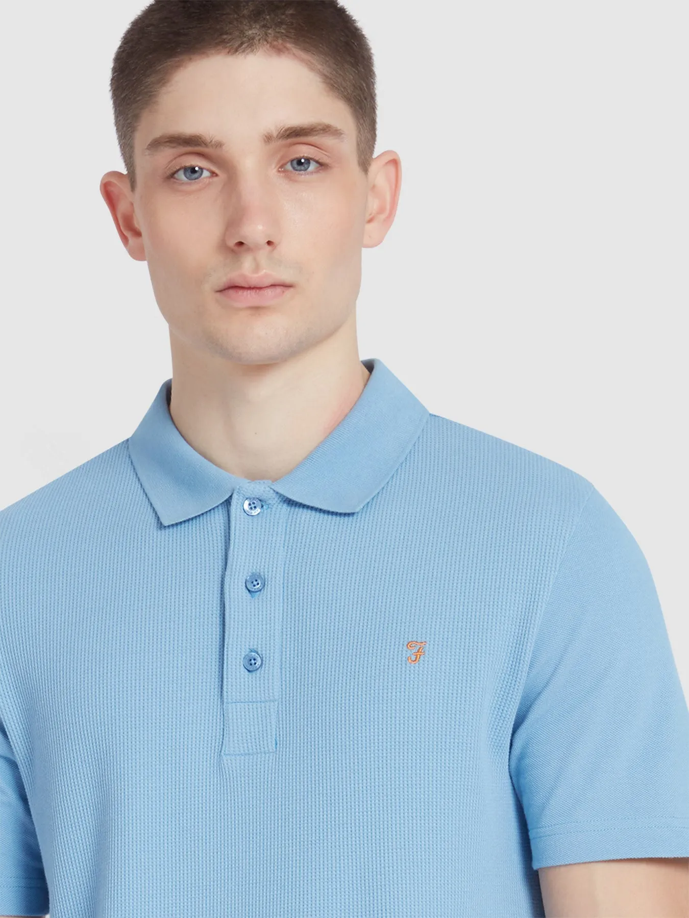 Forster Textured Polo Shirt In Powder Blue sold by Farah product image thumbnail 4