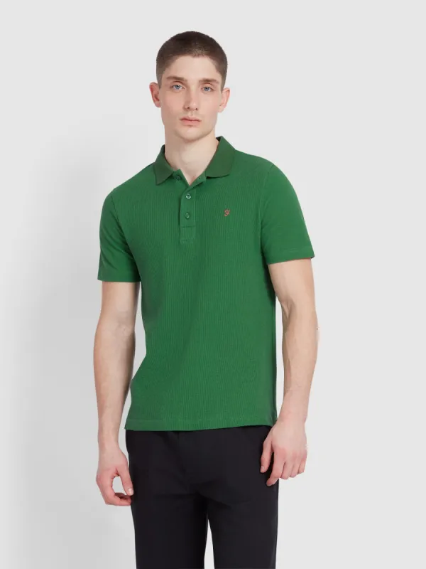 Forster Textured Polo Shirt In Green Meadow sold by Farah