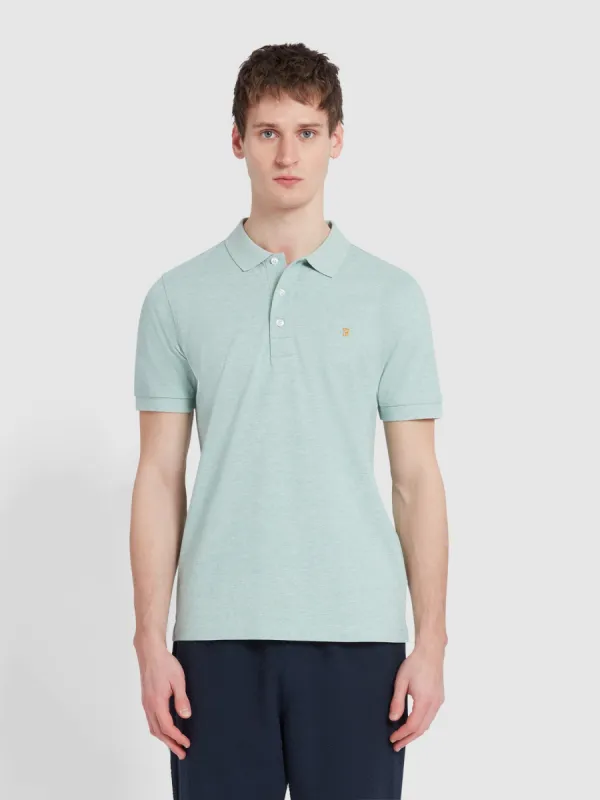 Blanes Organic Cotton Polo Shirt In Grove Green Marl sold by Farah