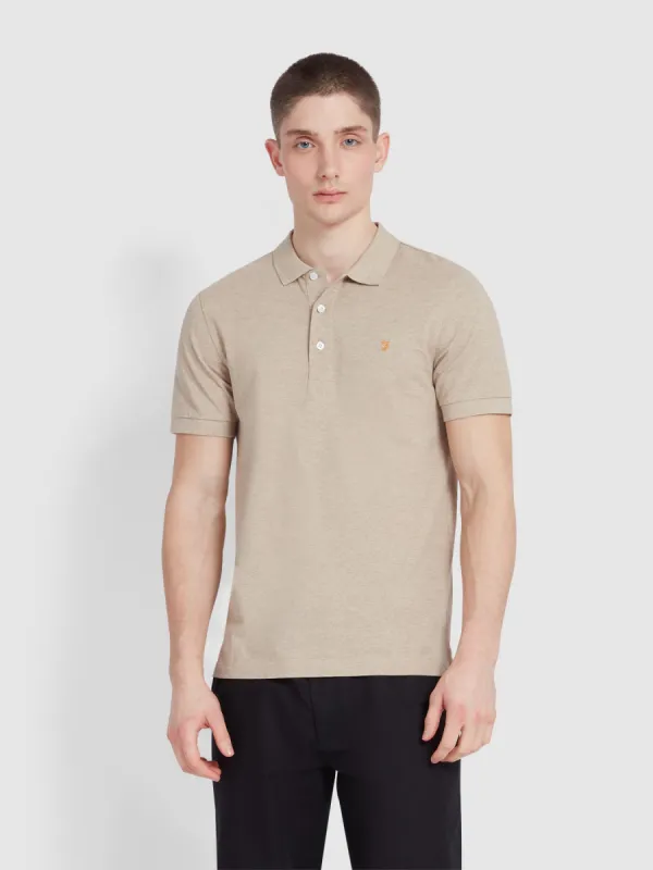 Blanes Organic Cotton Polo Shirt In Hazelnut Marl sold by Farah