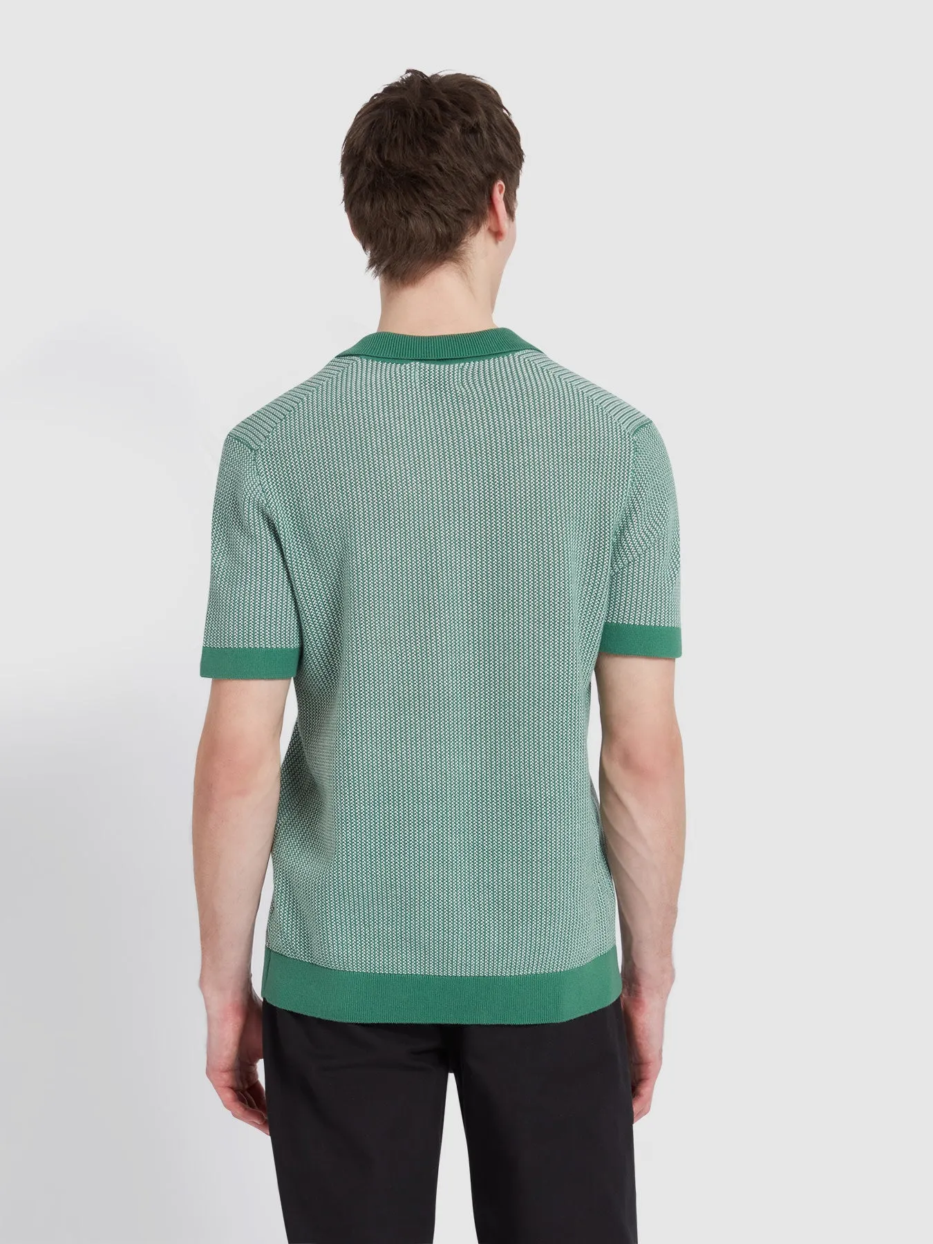 Sandford Knitted Polo Shirt In Green Meadow sold by Farah product image thumbnail 3