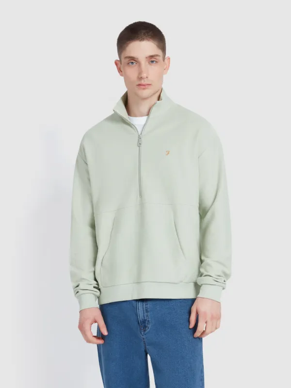 Swaton Half Zip Sweatshirt In Grove Green sold by Farah