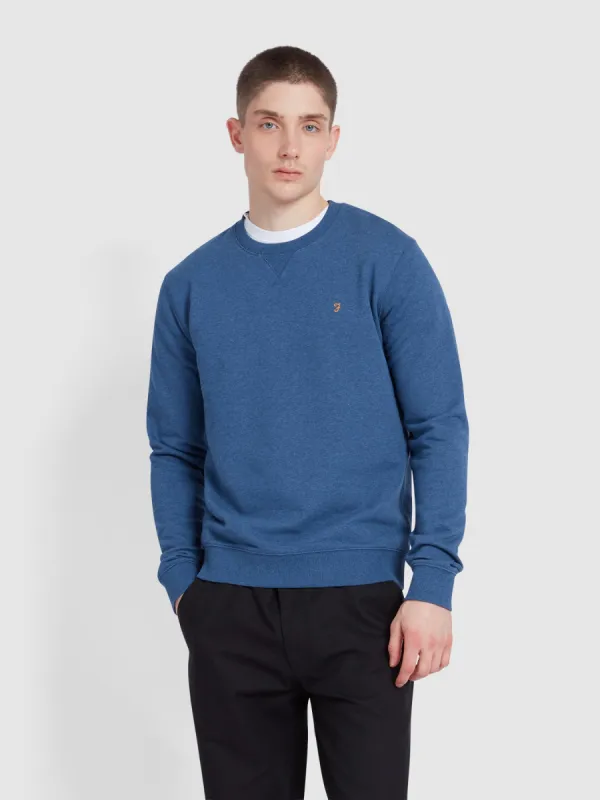 Tim Organic Cotton Crew Neck Sweatshirt In Cold Metal Marl sold by Farah