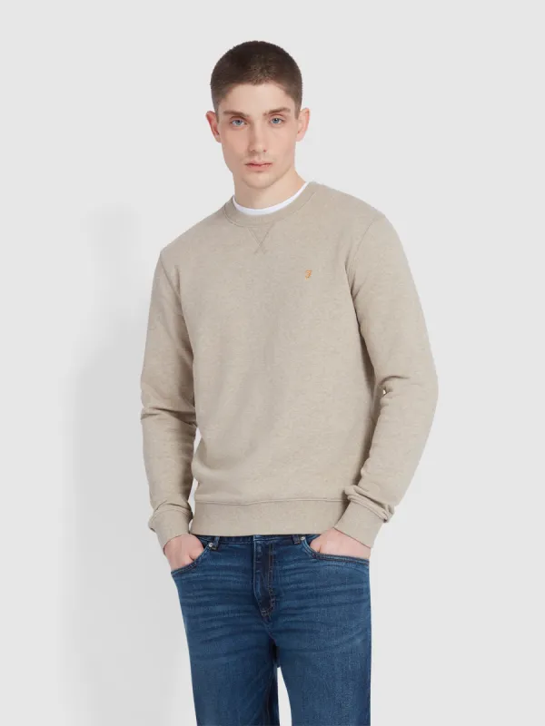 Tim Organic Cotton Crew Neck Sweatshirt In Hazelnut Marl sold by Farah