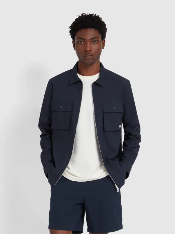 Lynden Overshirt In True Navy made by Farah