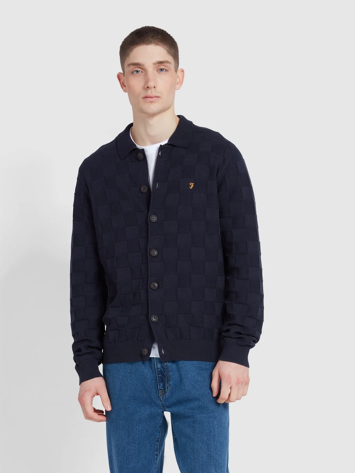 Trinity Cardigan In True Navy sold by Farah