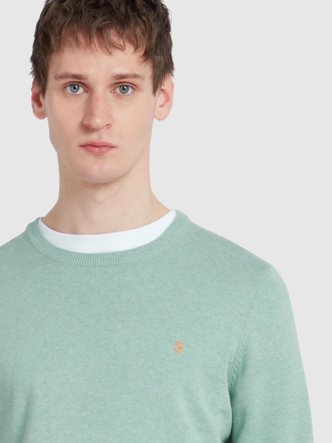Mullen Cotton Crew Neck Sweater In Grove Green Marl sold by Farah product image thumbnail 4