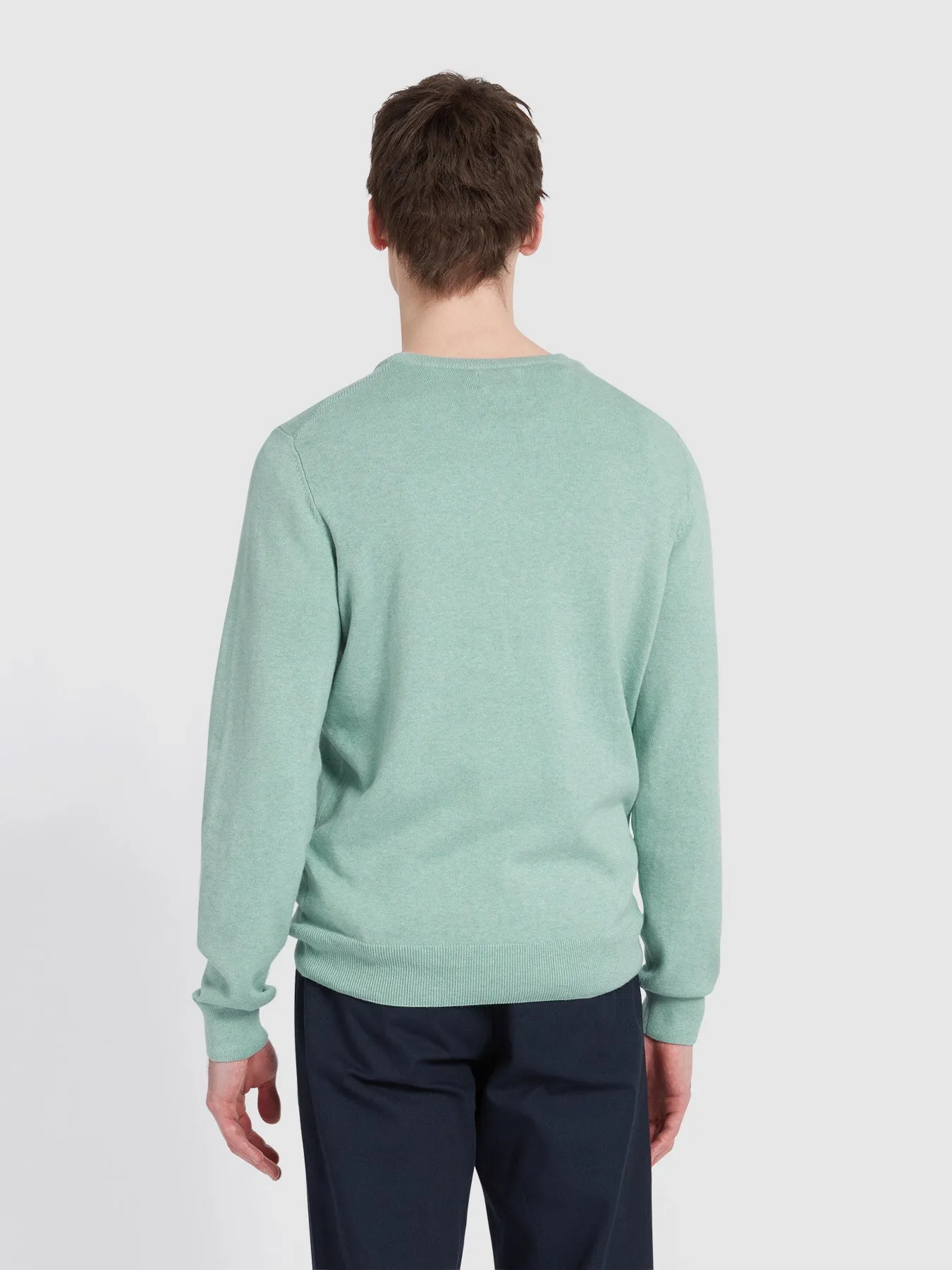 Mullen Cotton Crew Neck Sweater In Grove Green Marl sold by Farah product image thumbnail 3