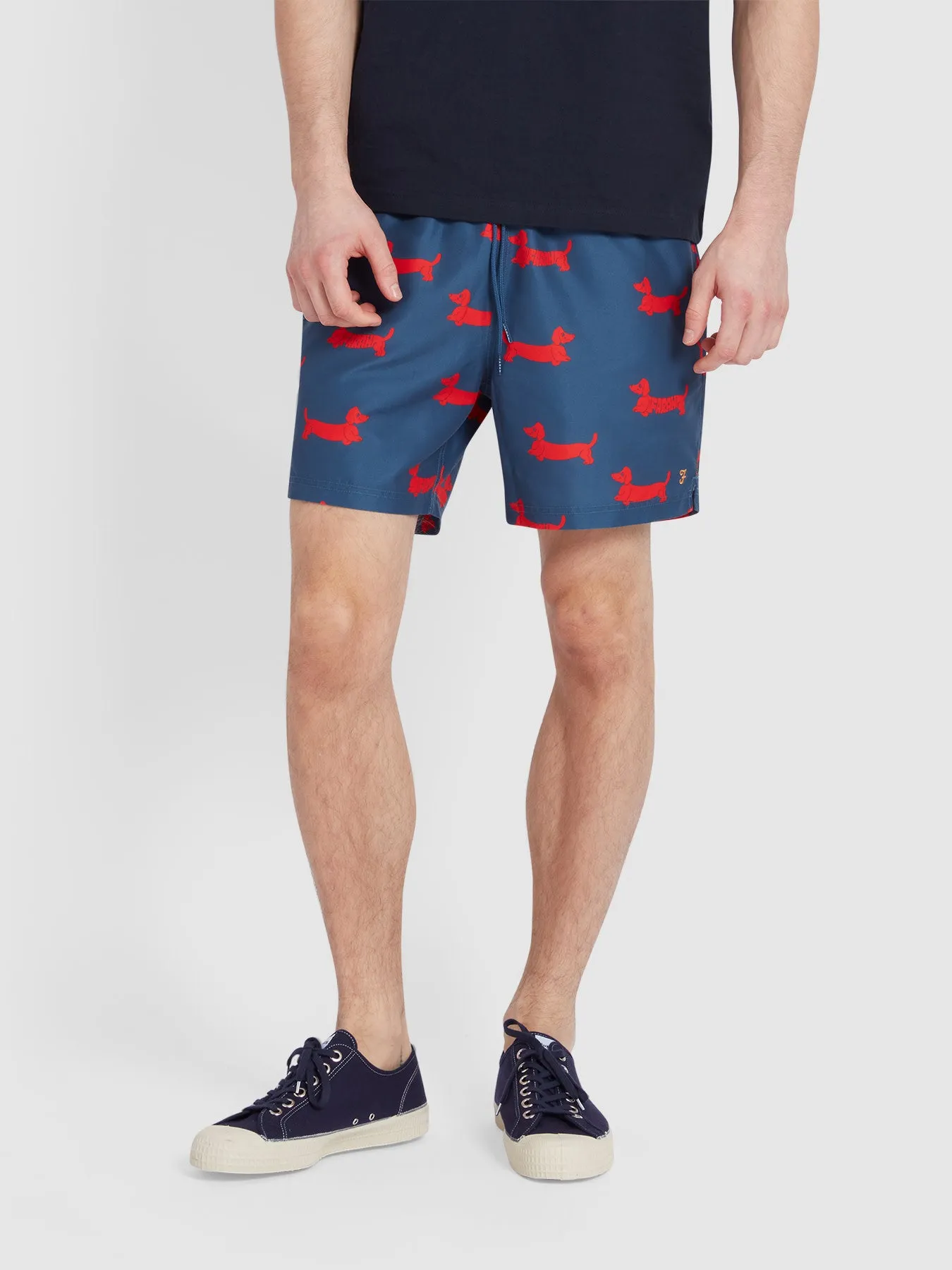 Colbert Dog Print Swim Shorts In Cold Metal sold by Farah product image thumbnail 2