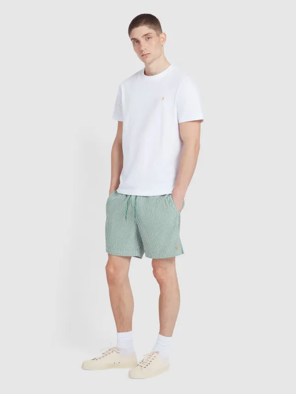 Colbert Seersucker Stripe Swim Shorts In Green Meadow sold by Farah