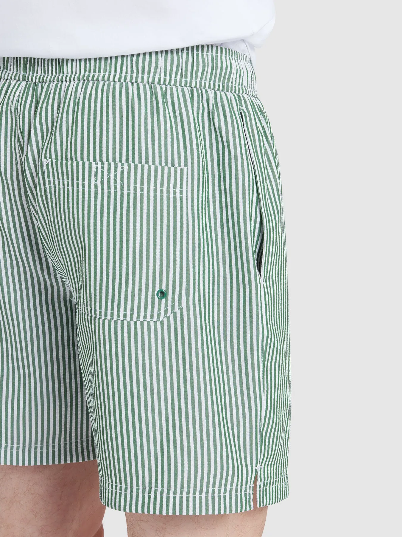 Colbert Seersucker Stripe Swim Shorts In Green Meadow sold by Farah product image thumbnail 4