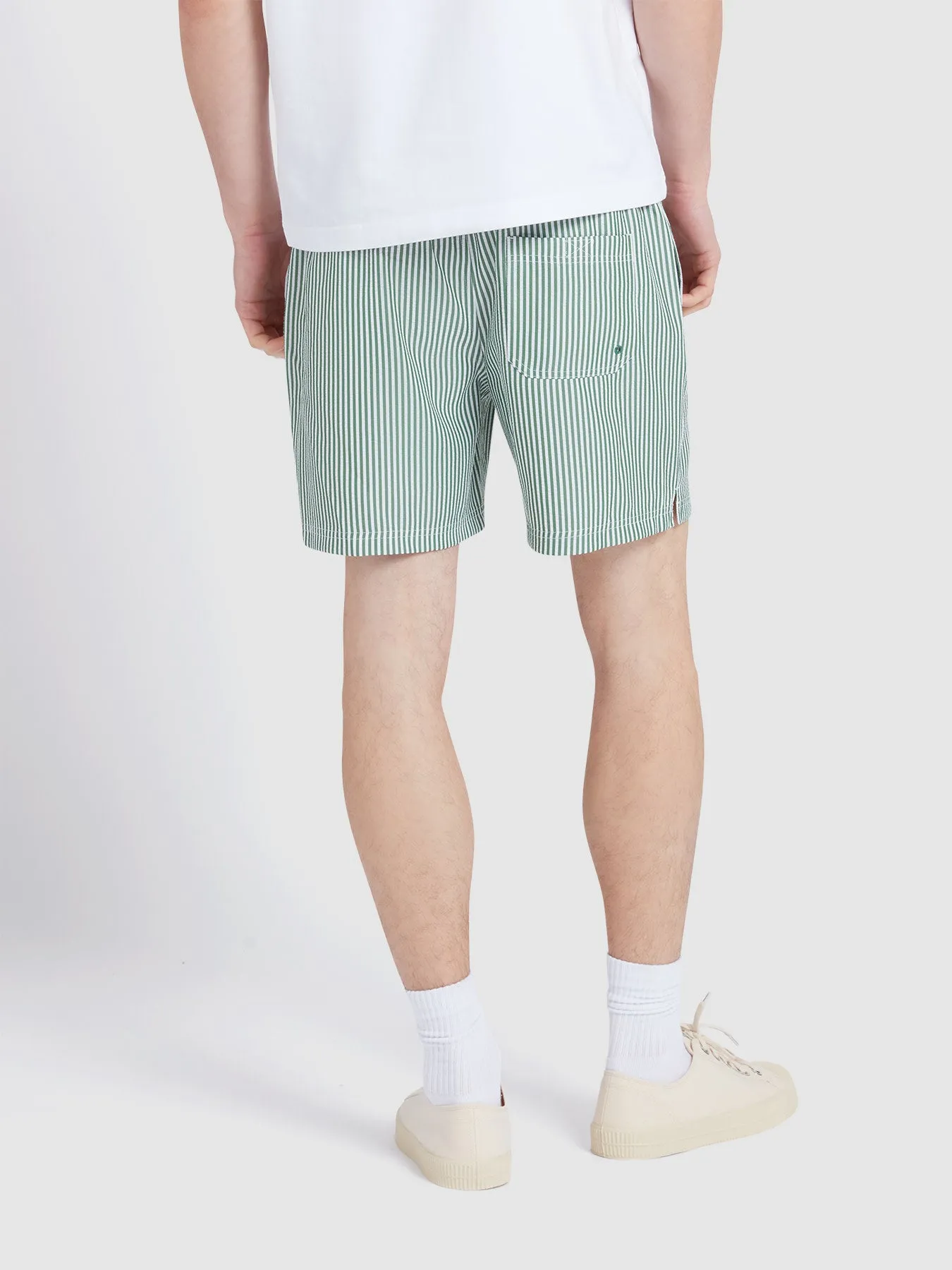 Colbert Seersucker Stripe Swim Shorts In Green Meadow sold by Farah product image thumbnail 3