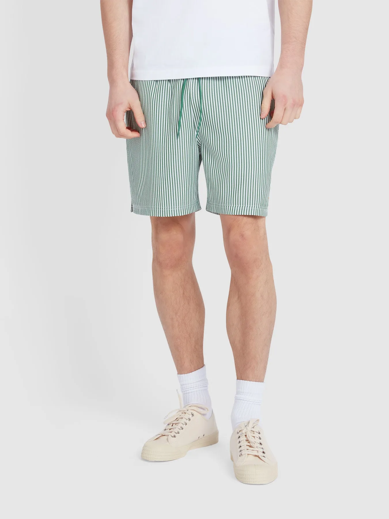 Colbert Seersucker Stripe Swim Shorts In Green Meadow sold by Farah product image thumbnail 2