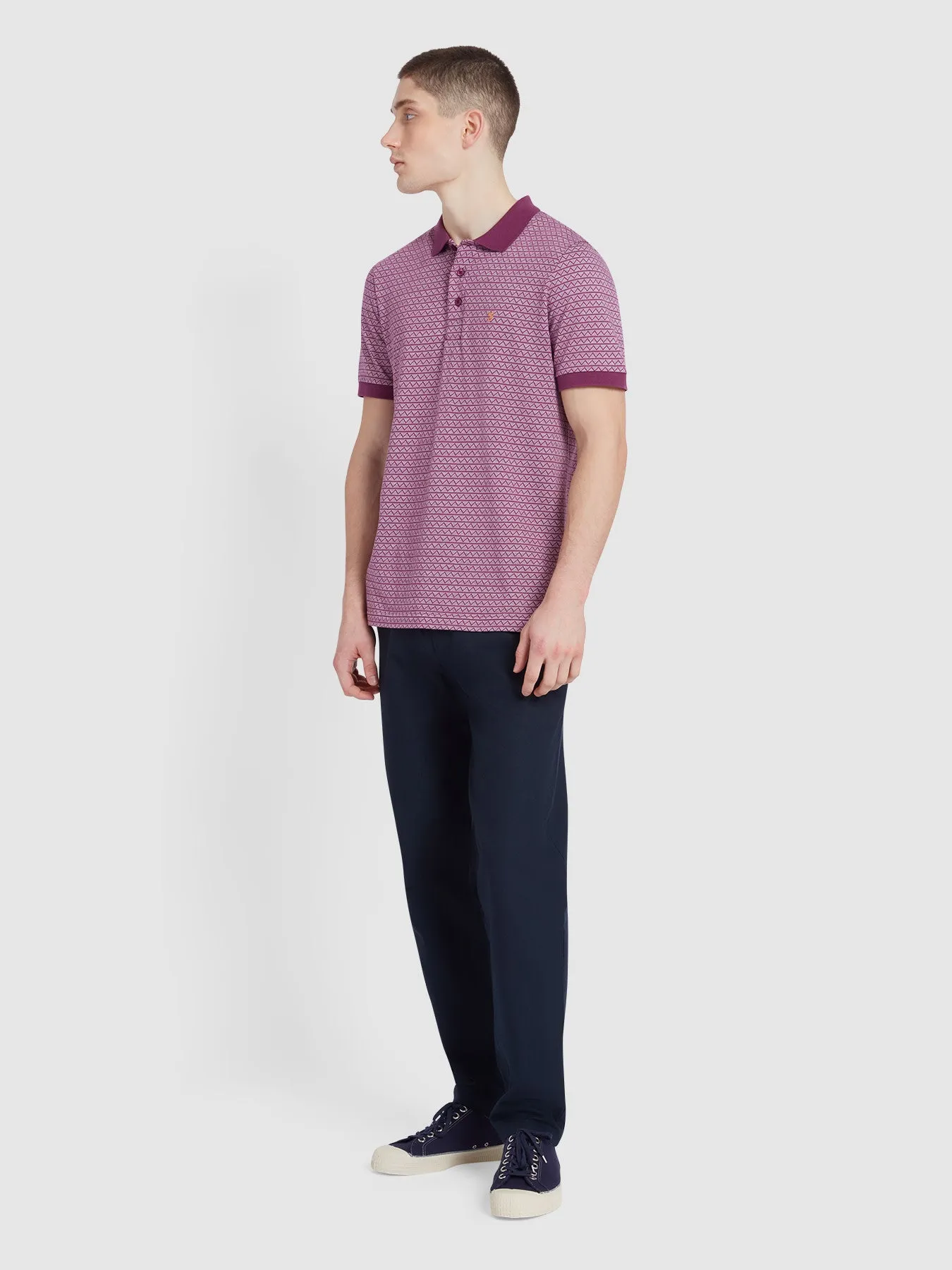 Tibbatt Jacquard Polo Shirt In Mulberry sold by Farah product image thumbnail 2