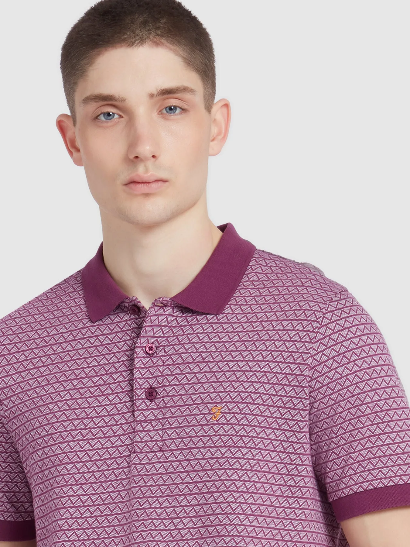 Tibbatt Jacquard Polo Shirt In Mulberry sold by Farah product image thumbnail 4