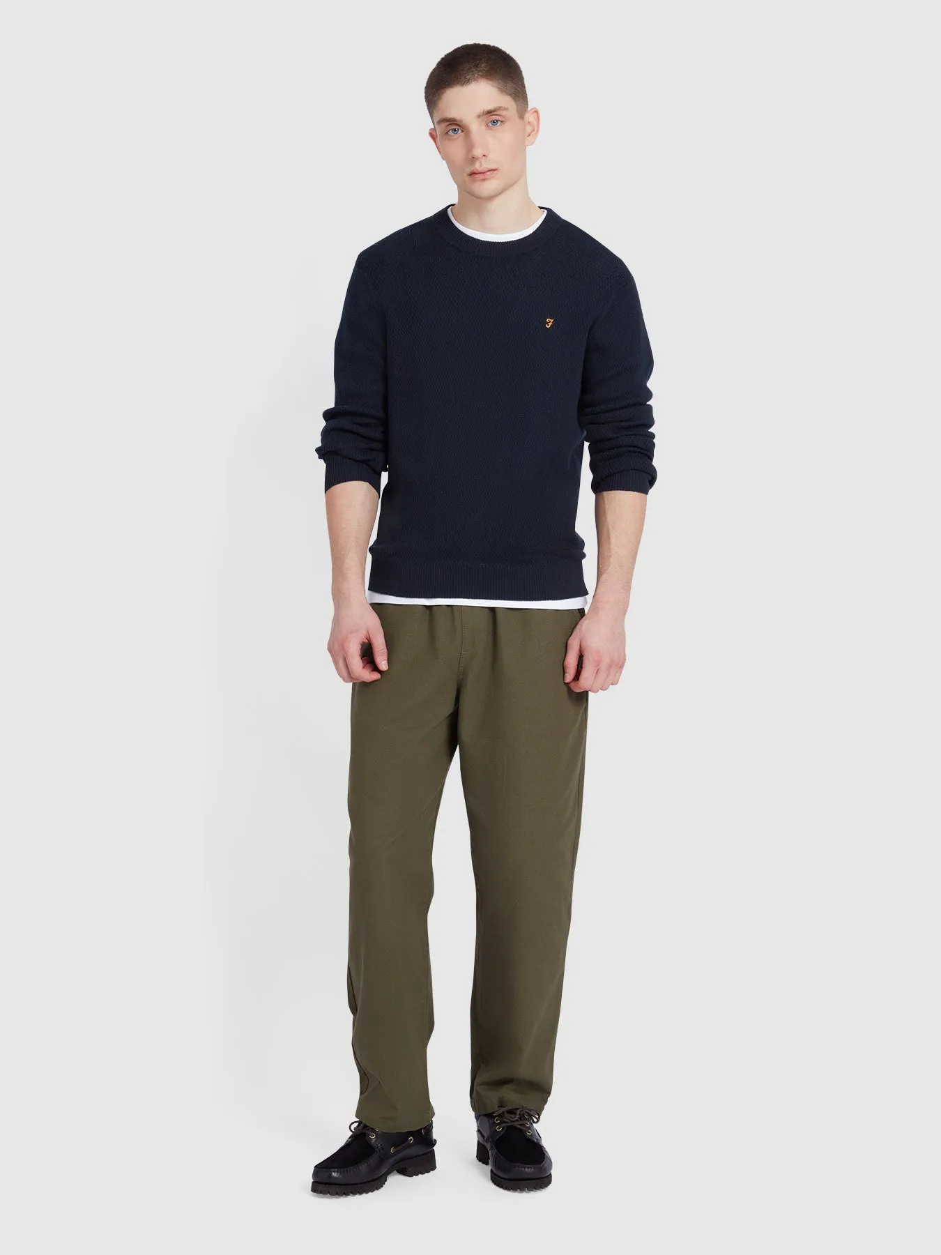 Rainhill Honeycomb Sweater In True Navy sold by Farah product image thumbnail 2