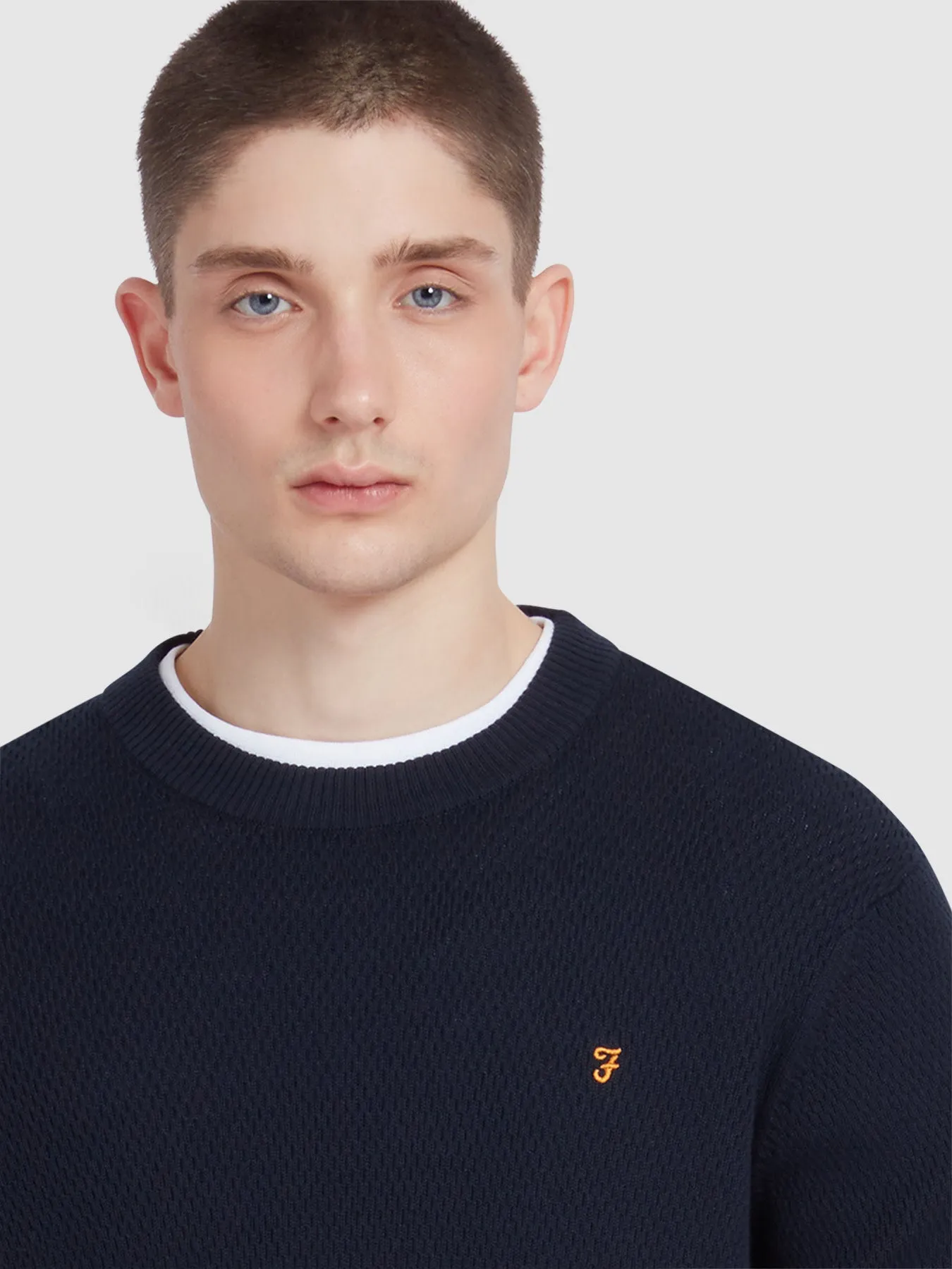 Rainhill Honeycomb Sweater In True Navy sold by Farah product image thumbnail 4