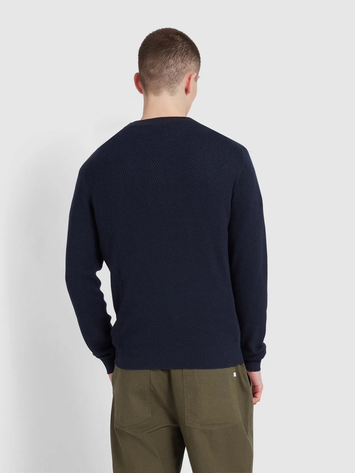 Rainhill Honeycomb Sweater In True Navy sold by Farah product image thumbnail 3