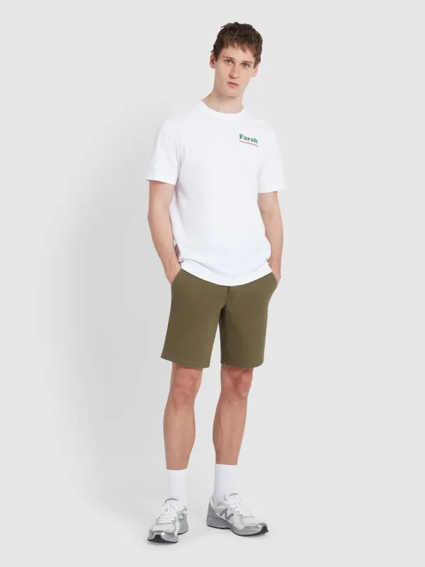 Hawk Chino Shorts In Olive Green sold by Farah