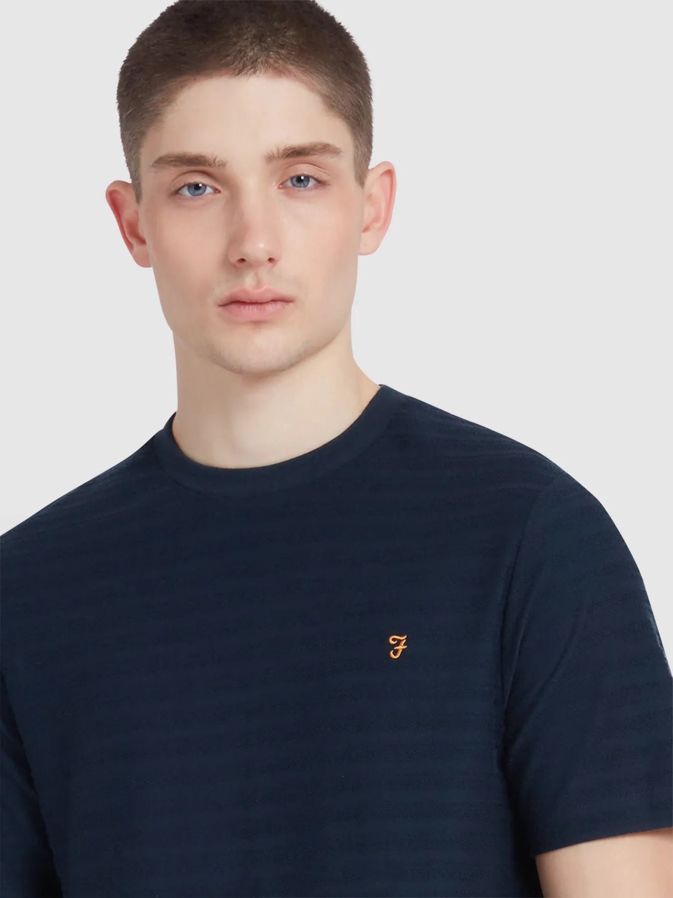 Talwin Jacquard Stripe T-Shirt In True Navy sold by Farah product image thumbnail 4