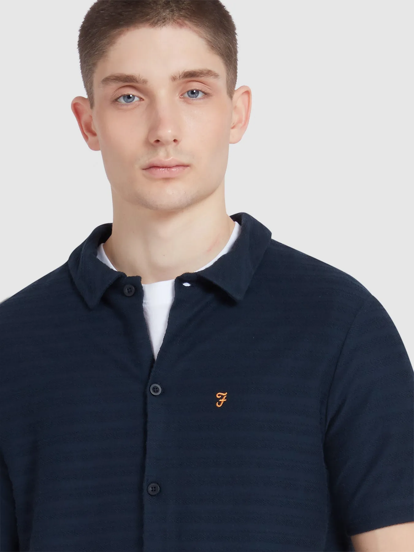 Massey Textured Stripe Polo Shirt In True Navy sold by Farah product image thumbnail 4