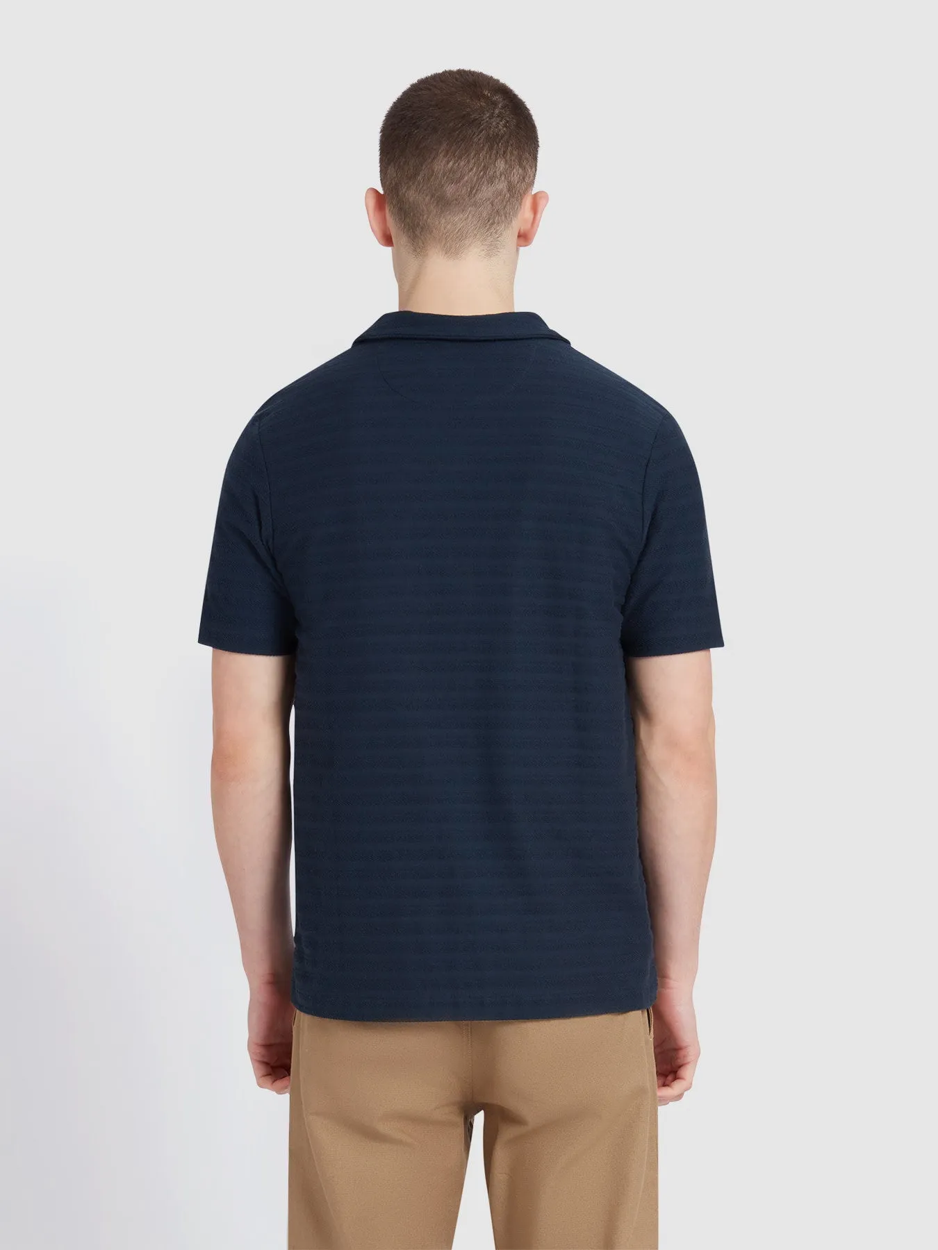 Massey Textured Stripe Polo Shirt In True Navy sold by Farah product image thumbnail 3