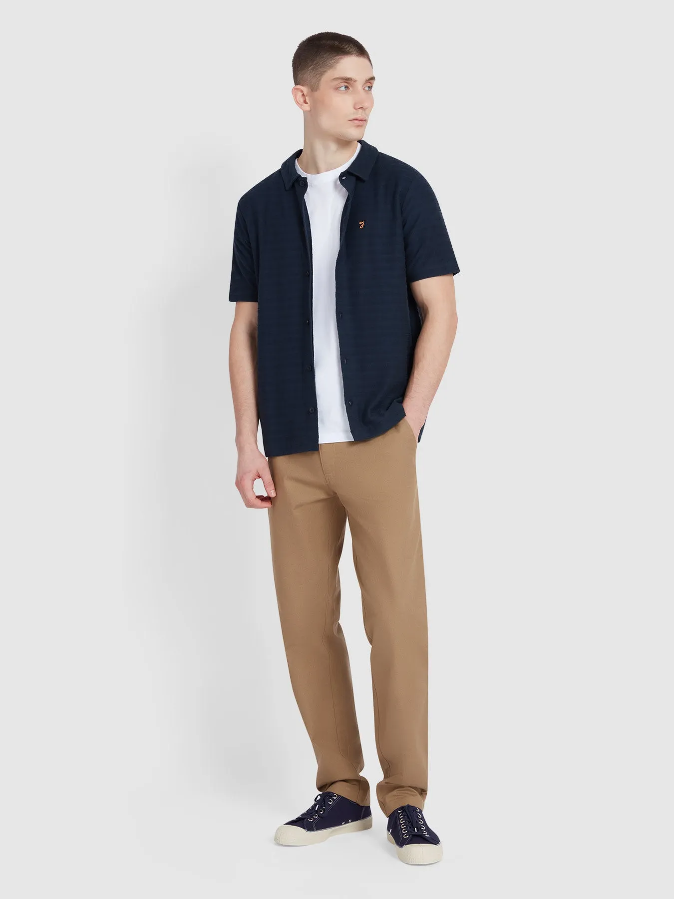 Massey Textured Stripe Polo Shirt In True Navy sold by Farah product image thumbnail 2