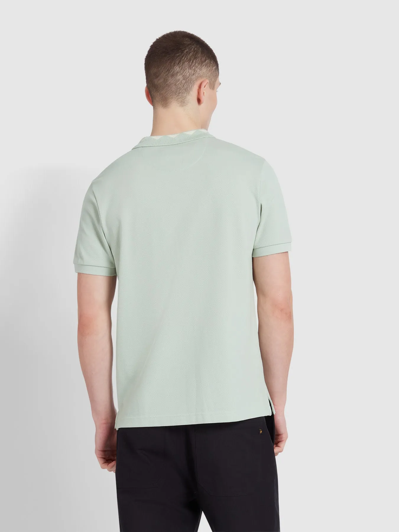 Reeves Zig Zag Tipped Collar Polo Shirt In Grove Green sold by Farah product image thumbnail 3