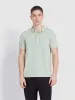 Reeves Zig Zag Tipped Collar Polo Shirt In Grove Green sold by Farah