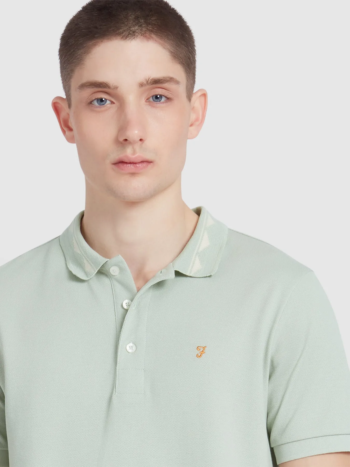 Reeves Zig Zag Tipped Collar Polo Shirt In Grove Green sold by Farah product image thumbnail 4