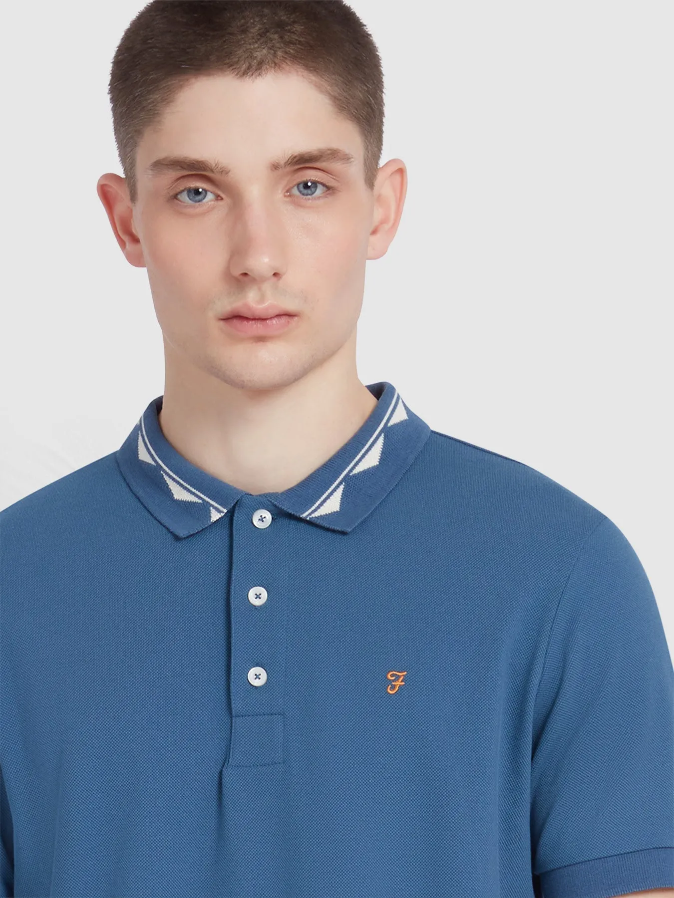 Reeves Zig Zag Tipped Collar Polo Shirt In Cold Metal sold by Farah product image thumbnail 4