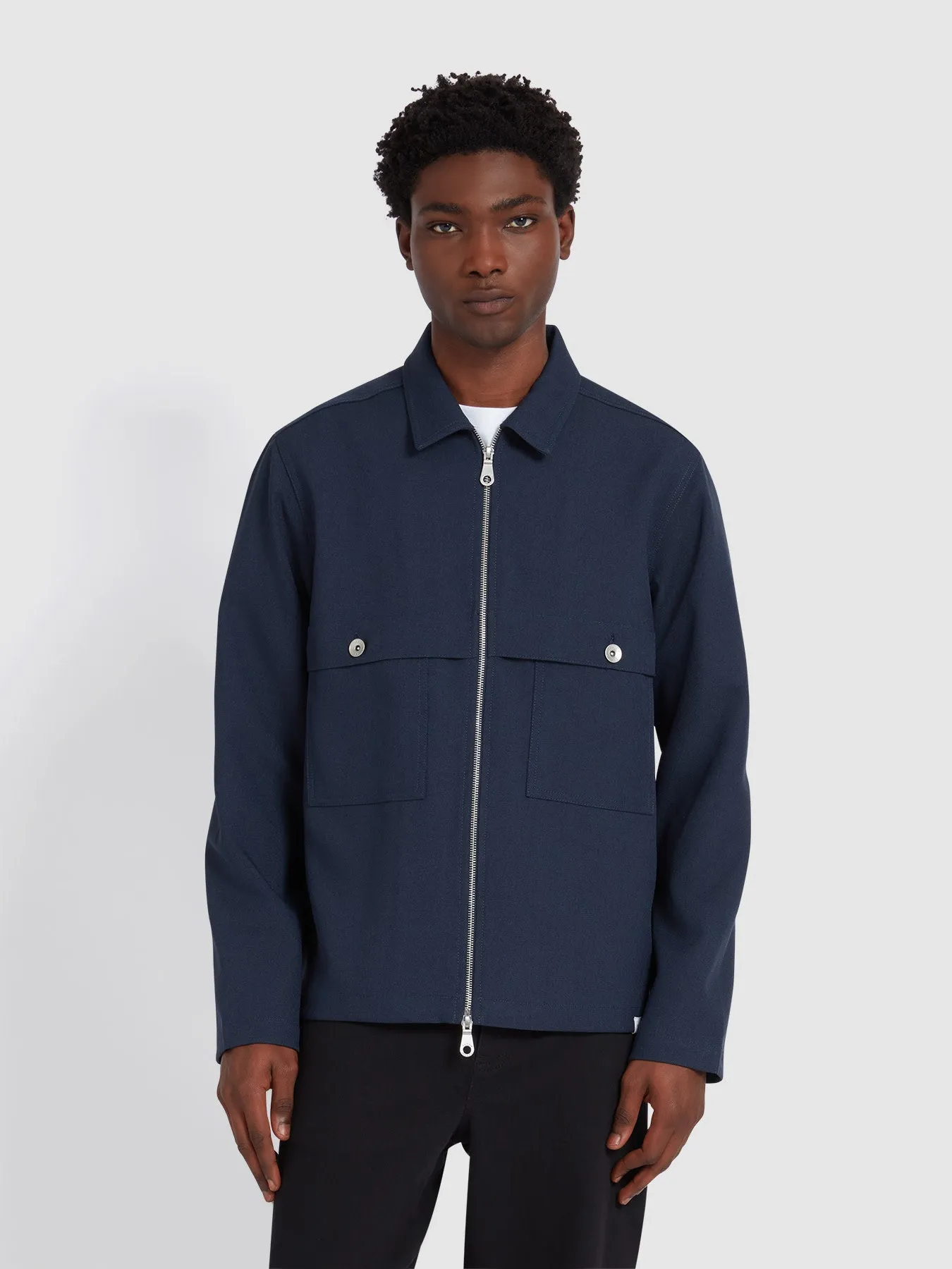 Sonny Overshirt In Ink Navy sold by Farah