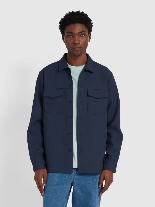 Kenneth Archive Overshirt In Ink Navy made by Farah