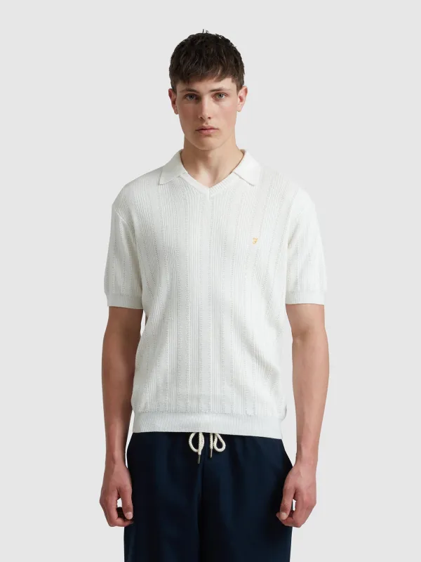 Woodford Knitted Polo Shirt In Ecru sold by Farah