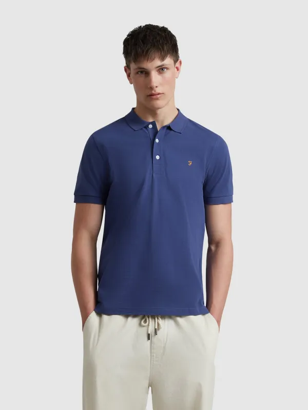 Blanes Organic Cotton Polo Shirt In Sigil Blue sold by Farah