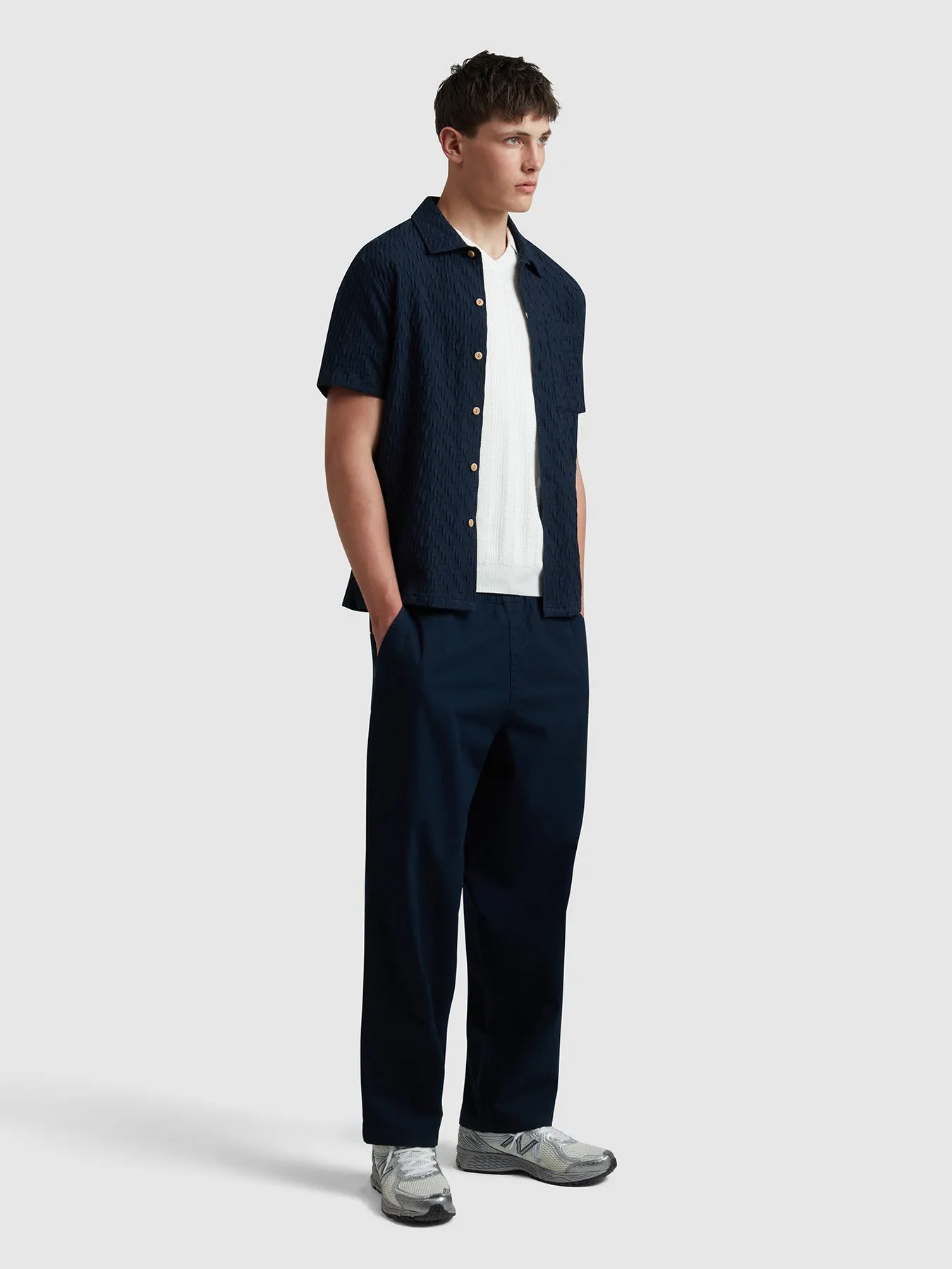 Greenport Loose Fit Canvas Trousers In True Navy sold by Farah