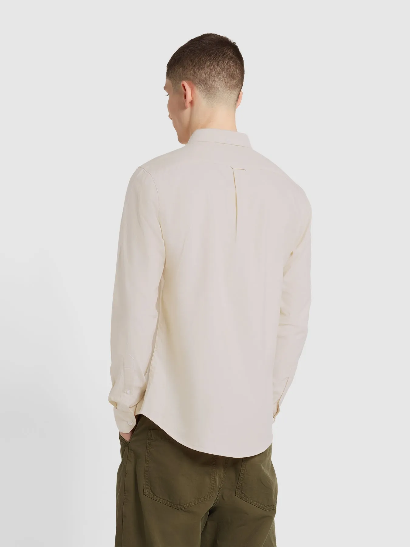 Brewer Slim Fit Organic Cotton Oxford Shirt In Ecru sold by Farah product image thumbnail 3
