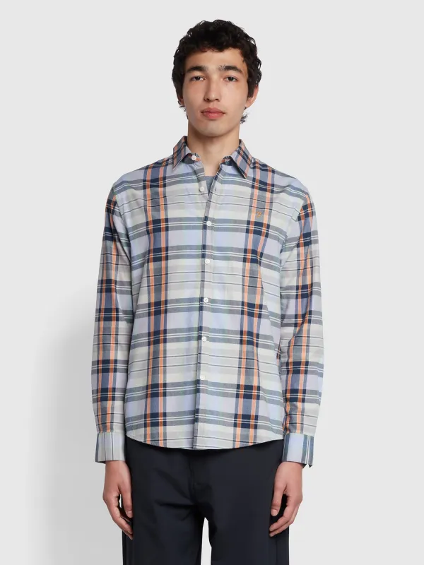 Austin Casual Fit Check Organic Cotton Shirt In Cream sold by Farah
