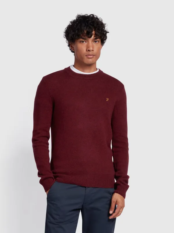 Birchall Crew Neck Lambswool Sweater In Farah Red sold by Farah