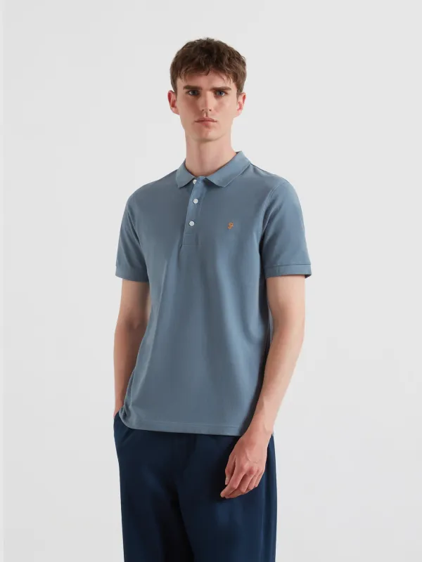 Blanes Organic Cotton Polo Shirt In Chalk Blue sold by Farah