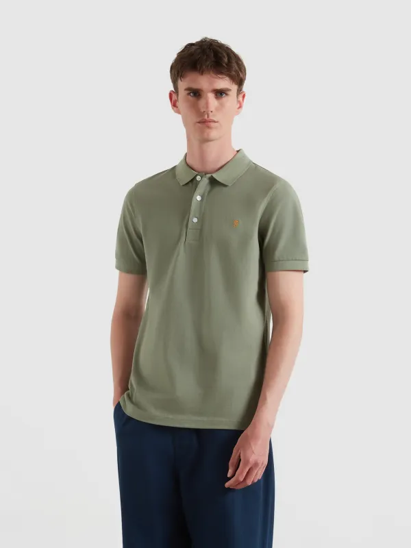 Blanes Organic Cotton Polo Shirt In Tarragon Green sold by Farah