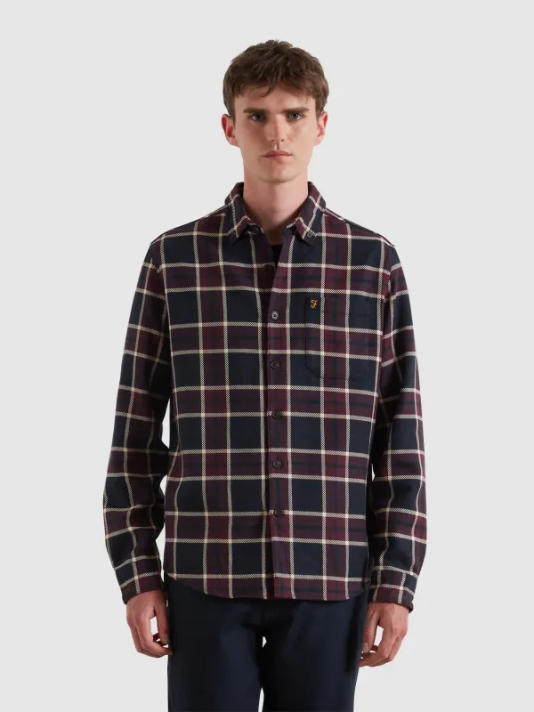 Christian Check Overshirt In Bordeaux sold by Farah