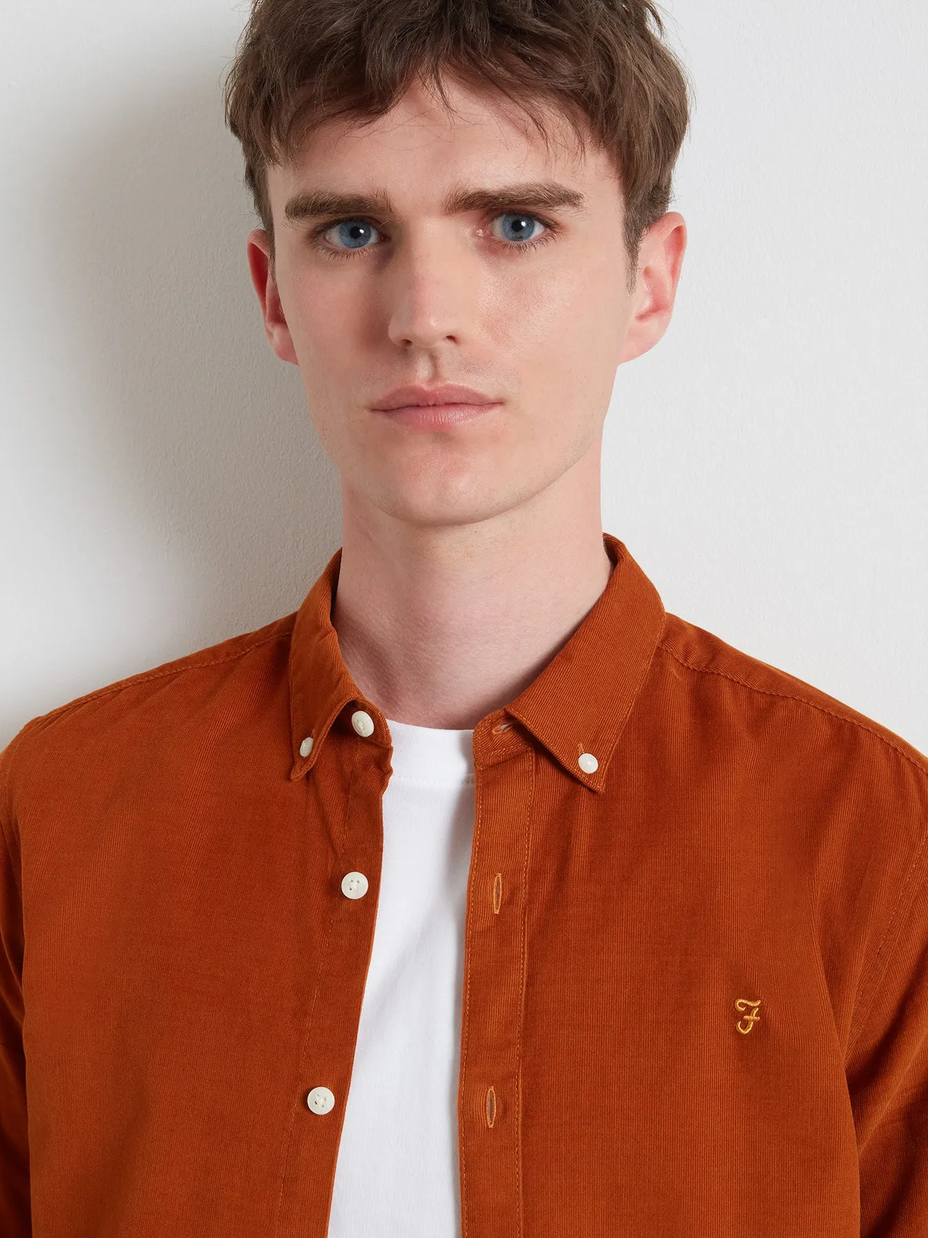 Fontella Slim Fit Corduroy Shirt In Burnt Ochre sold by Farah product image thumbnail 4