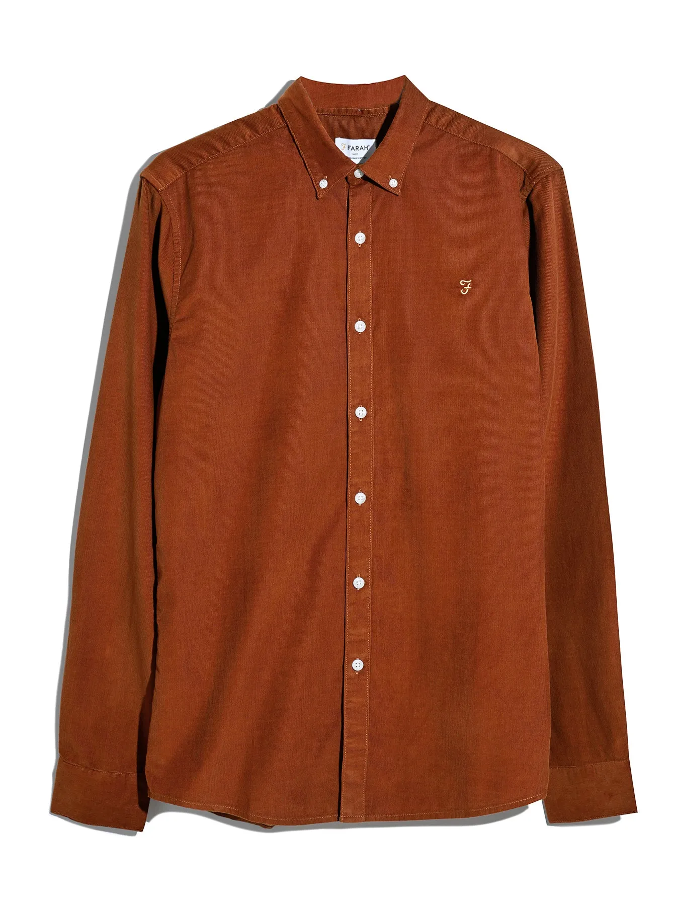 Fontella Slim Fit Corduroy Shirt In Burnt Ochre sold by Farah product image thumbnail 5