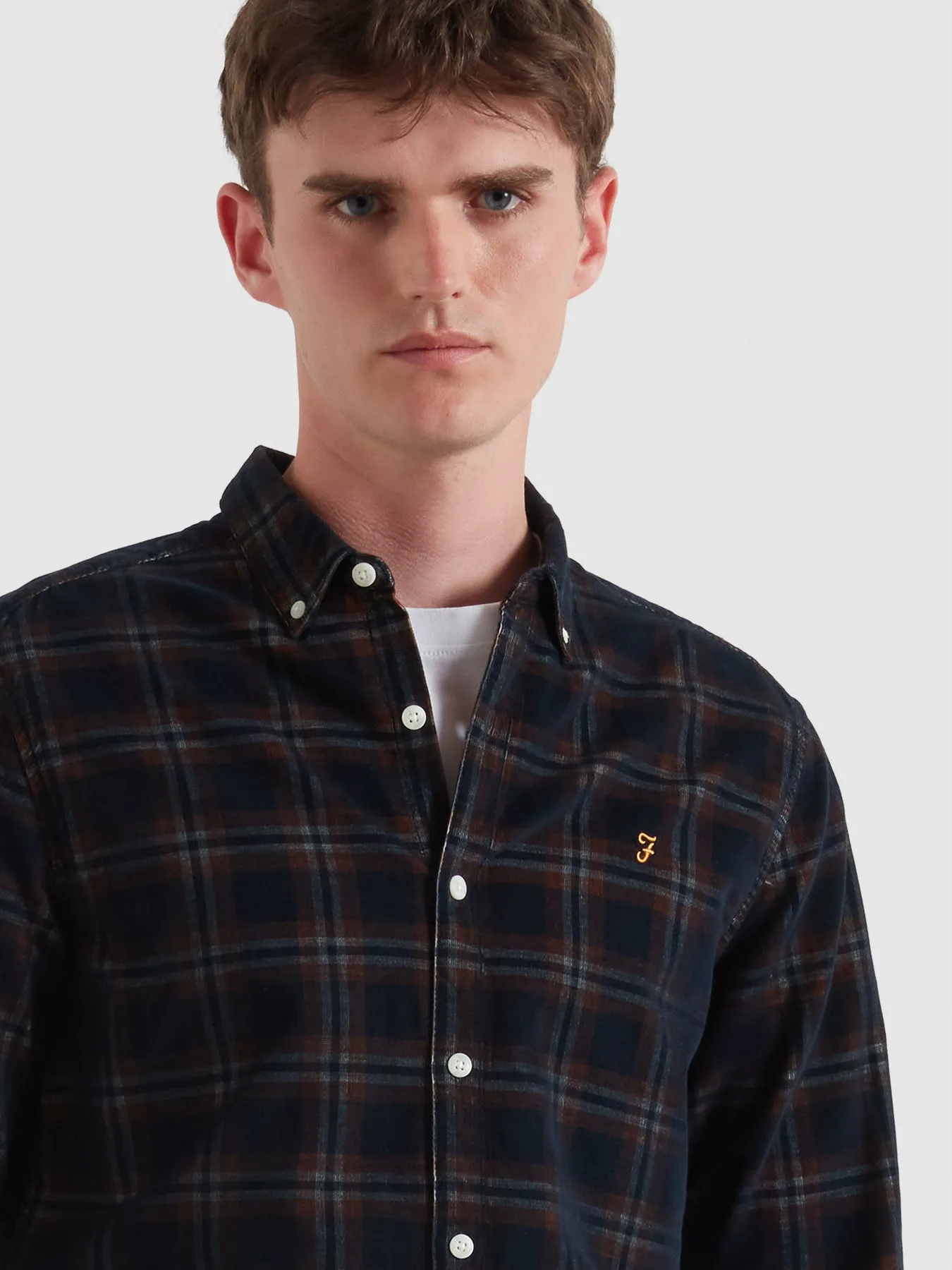 Fontella Check Cord Shirt In Burnt Ochre sold by Farah product image thumbnail 4
