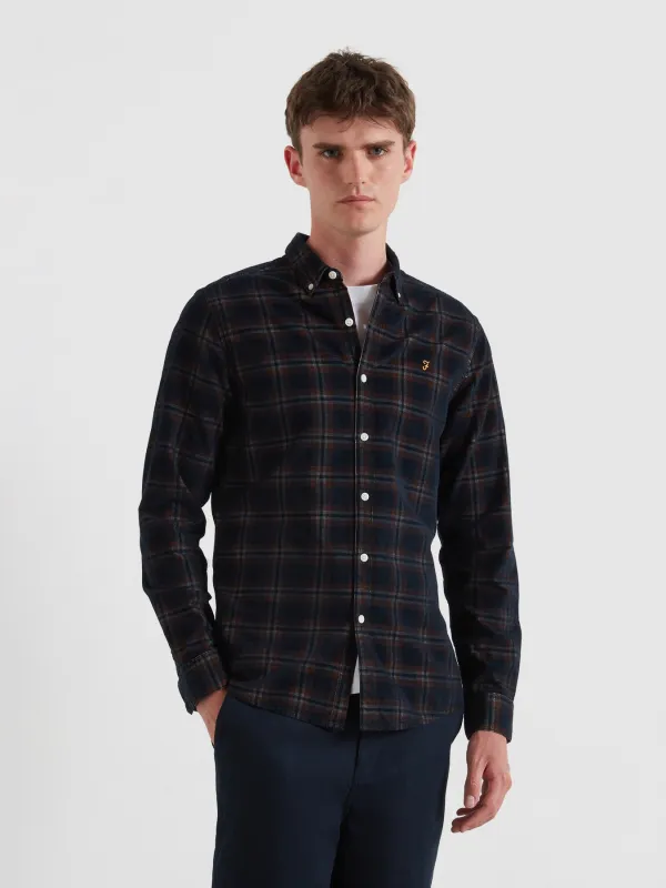 Fontella Check Cord Shirt In Burnt Ochre made by Farah