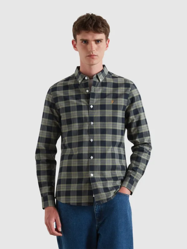 Brewer Check Oxford Shirt In Tarragon Green sold by Farah