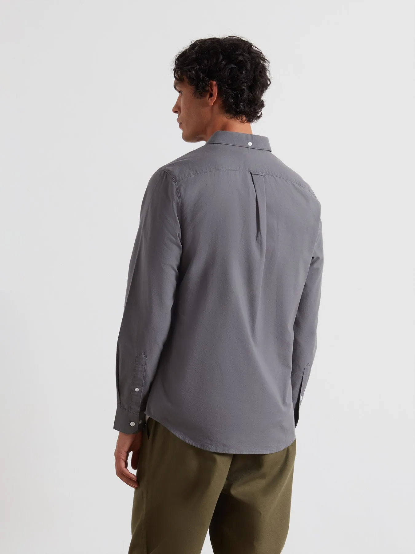 Brewer Slim Fit Organic Cotton Oxford Shirt In Grey Shade sold by Farah product image thumbnail 3
