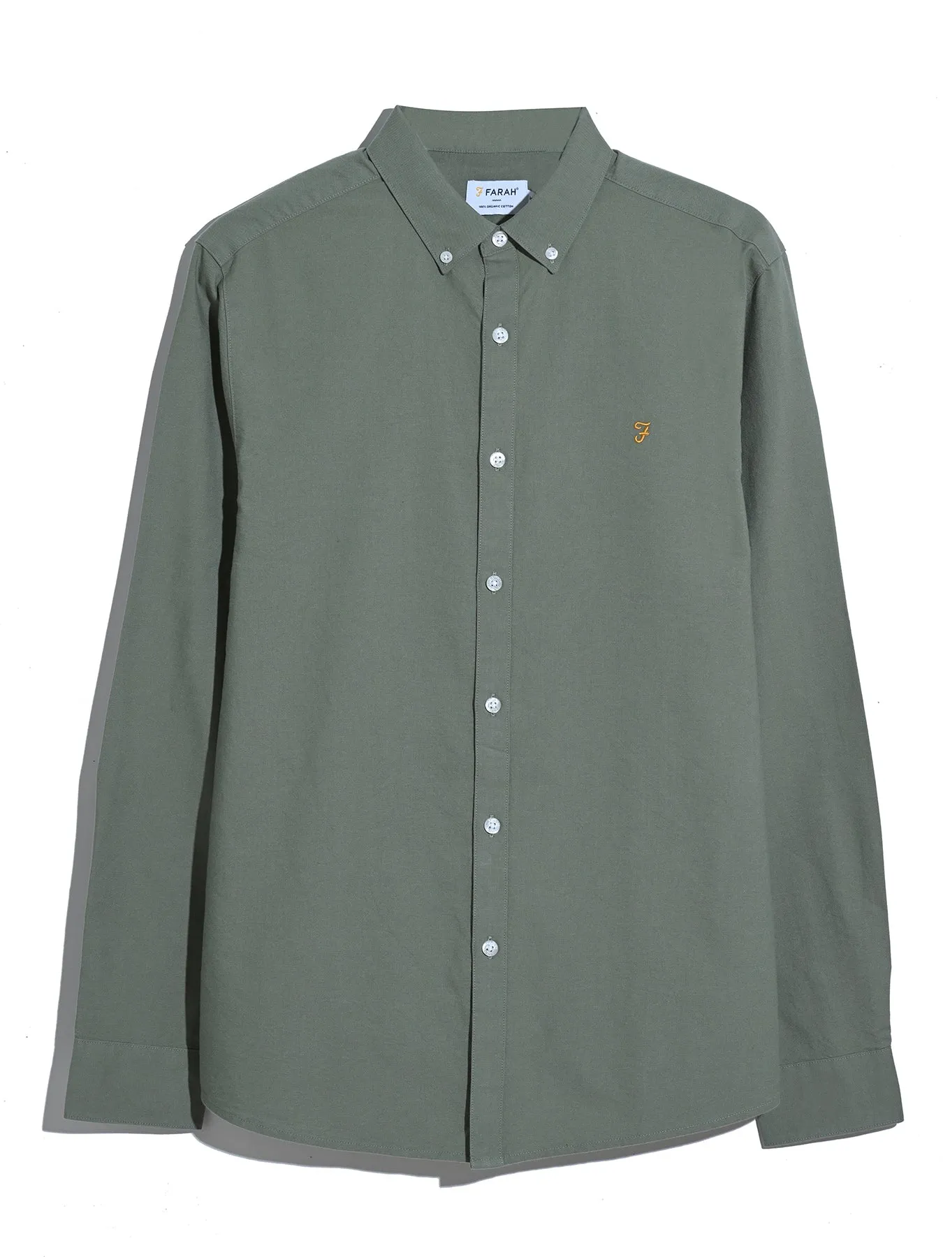 Brewer Slim Fit Organic Cotton Oxford Shirt In Tarragon Green sold by Farah product image thumbnail 5